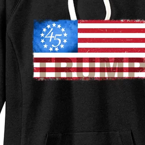 Trump 45 Betsy Ross 13 Original Colonies Flag Women's Fleece Hoodie