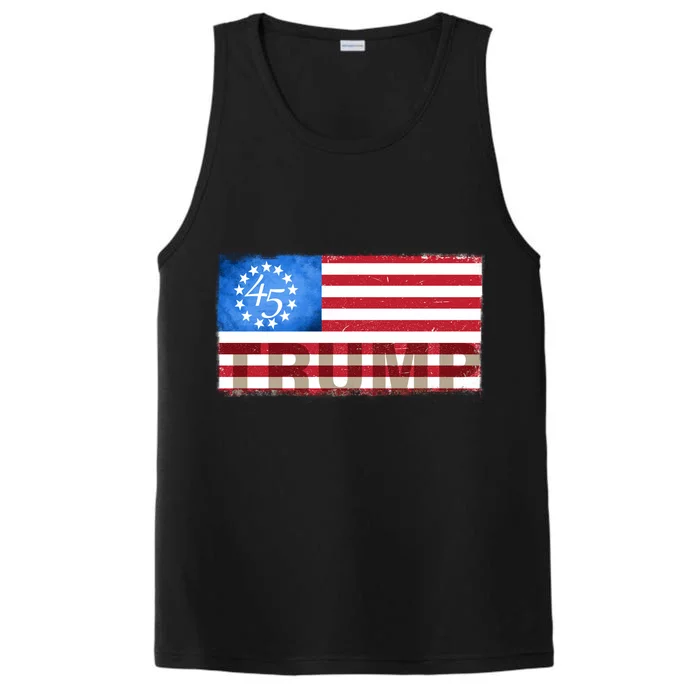 Trump 45 Betsy Ross 13 Original Colonies Flag Performance Tank