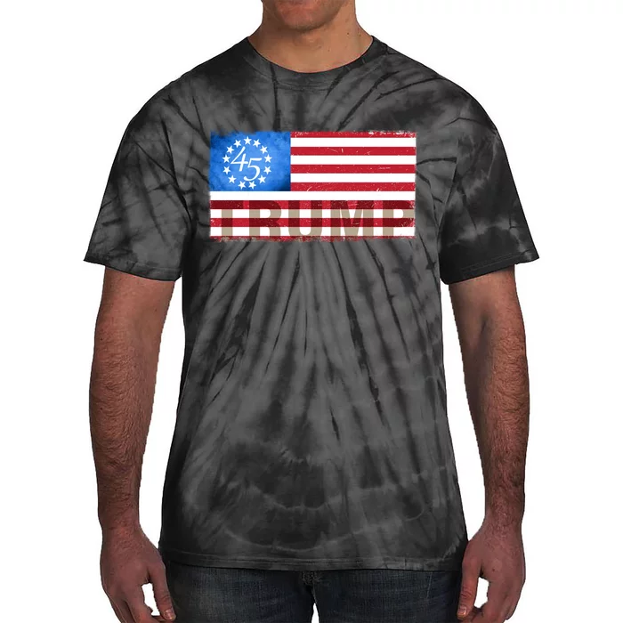 Trump 45 Betsy Ross 13 Original Colonies Flag Tie-Dye T-Shirt