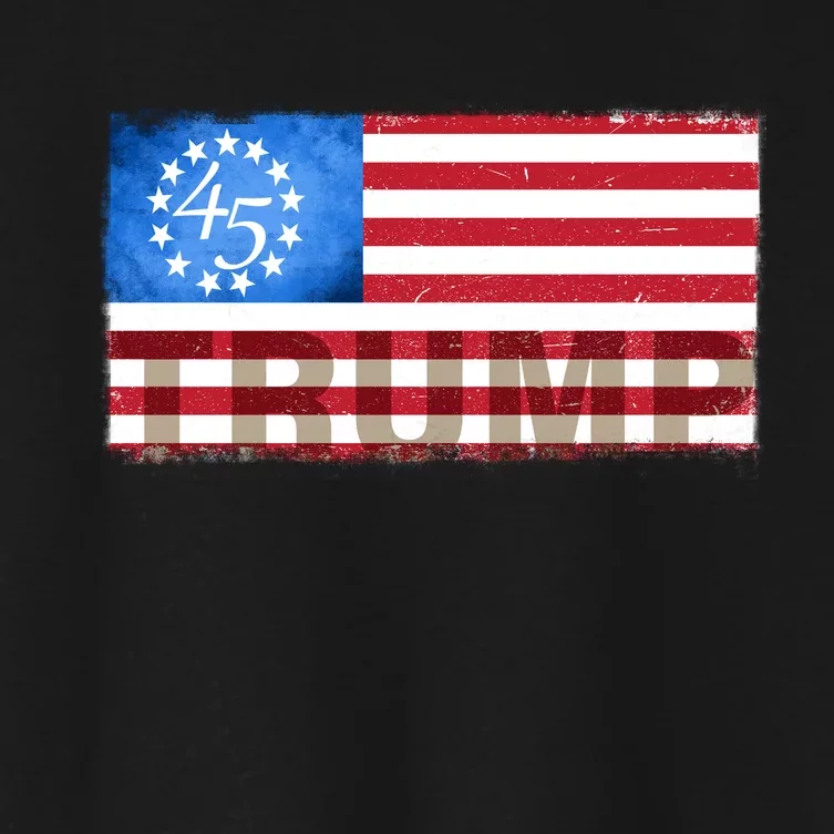 Trump 45 Betsy Ross 13 Original Colonies Flag Women's Crop Top Tee