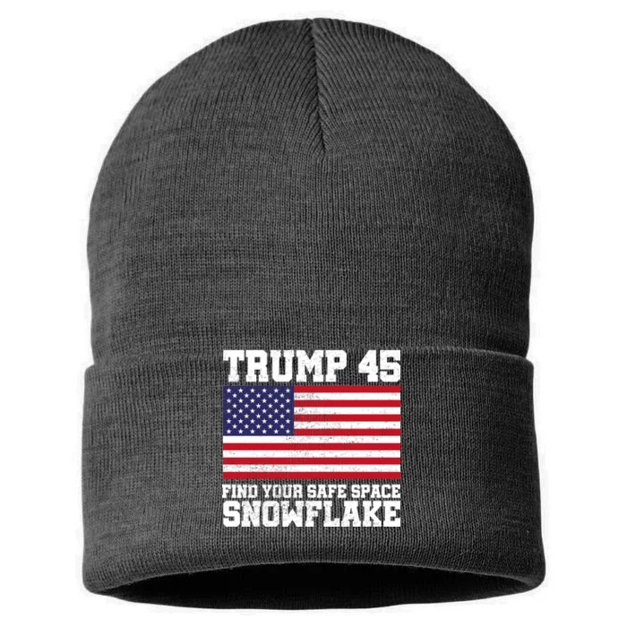 Trump 45 Find Your Safe Place Snowflake Sustainable Knit Beanie