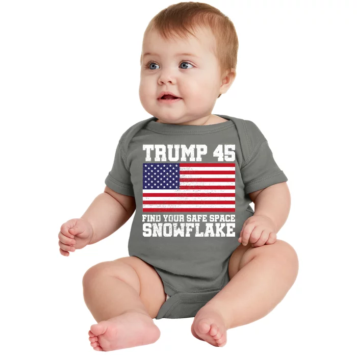 Trump 45 Find Your Safe Place Snowflake Baby Bodysuit