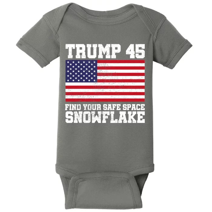 Trump 45 Find Your Safe Place Snowflake Baby Bodysuit