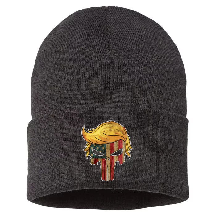 Trump American Skull Golden Hair Sustainable Knit Beanie