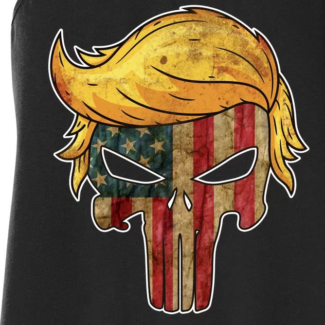 Trump American Skull Golden Hair Women's Racerback Tank