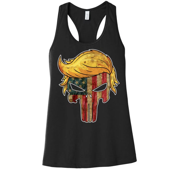 Trump American Skull Golden Hair Women's Racerback Tank