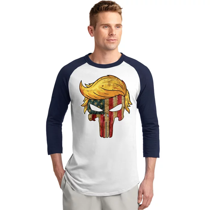 Trump American Skull Golden Hair Baseball Sleeve Shirt