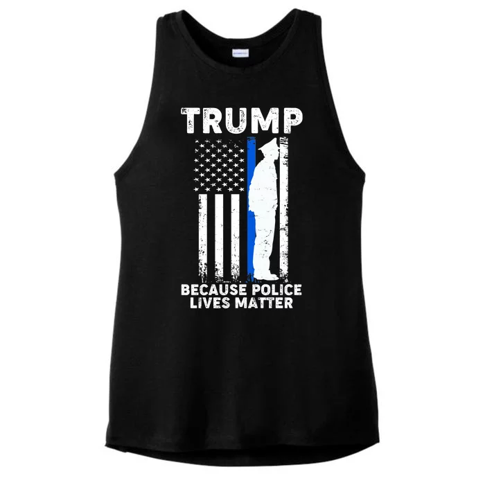 Trump Because Police Lives Matter Thin Blue Line Ladies Tri-Blend Wicking Tank