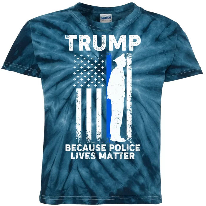 Trump Because Police Lives Matter Thin Blue Line Kids Tie-Dye T-Shirt