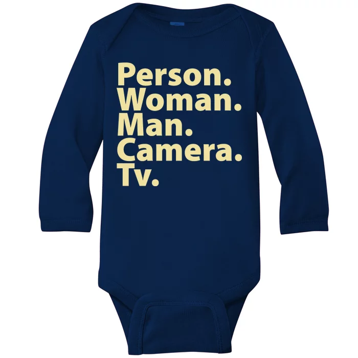 Trump Cognitive Test Person Woman Man Camera TV Baby Long Sleeve Bodysuit