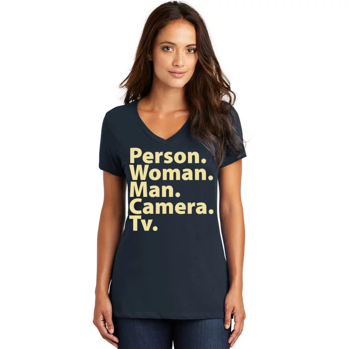 Trump Cognitive Test Person Woman Man Camera TV Women's V-Neck T-Shirt