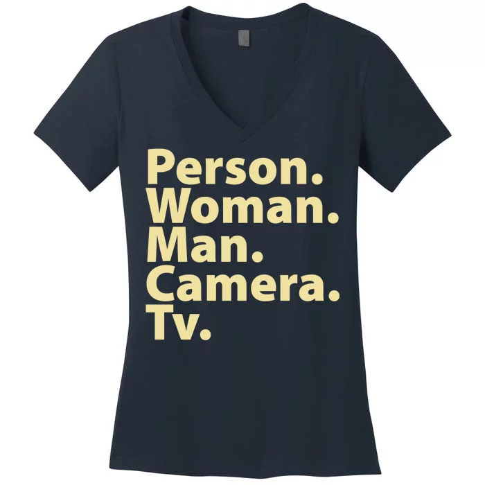 Trump Cognitive Test Person Woman Man Camera TV Women's V-Neck T-Shirt