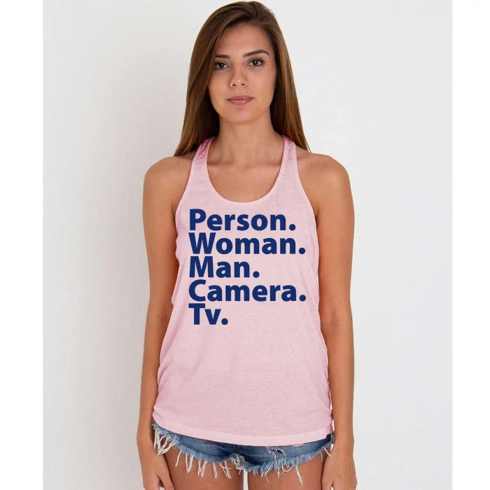 Trump Cognitive Test Person Woman Man Camera TV Women's Knotted Racerback Tank