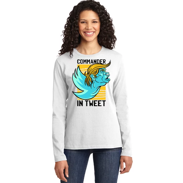 Trump Commander In Tweet Ladies Long Sleeve Shirt