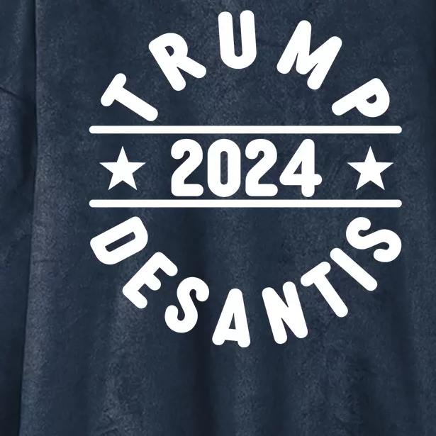 Trump Desantis 2024 Election Logo Hooded Wearable Blanket