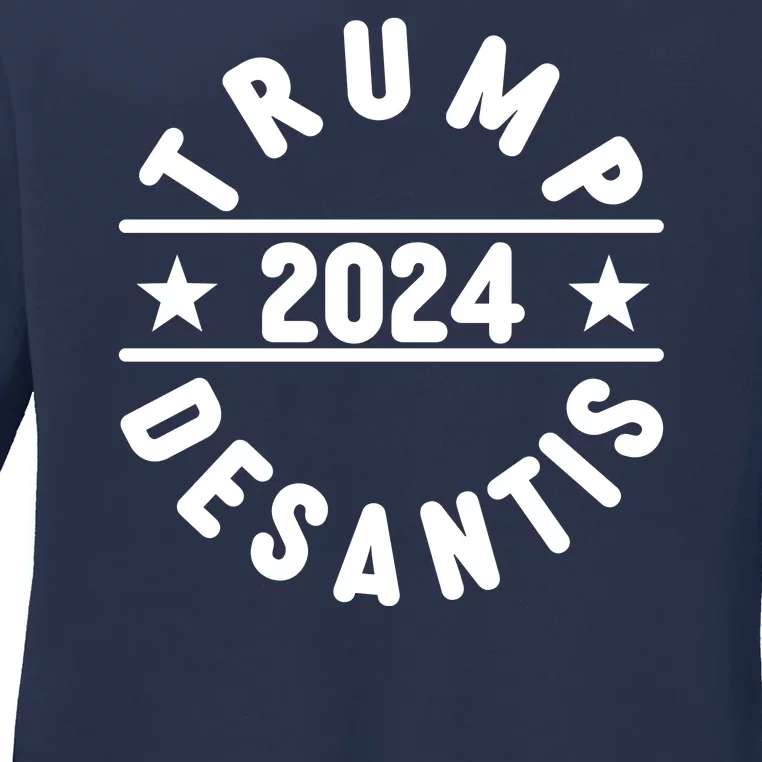 Trump Desantis 2024 Election Logo Ladies Long Sleeve Shirt