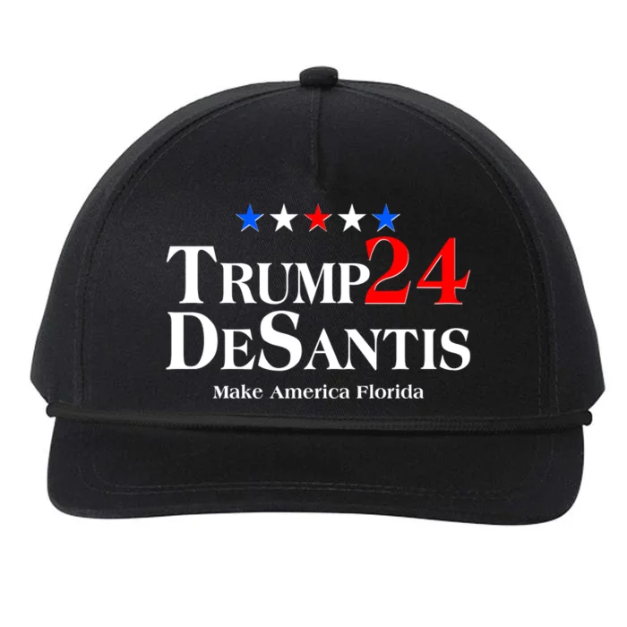 Trump DeSantis 2024 Make America Florida Election Logo Snapback Five-Panel Rope Hat