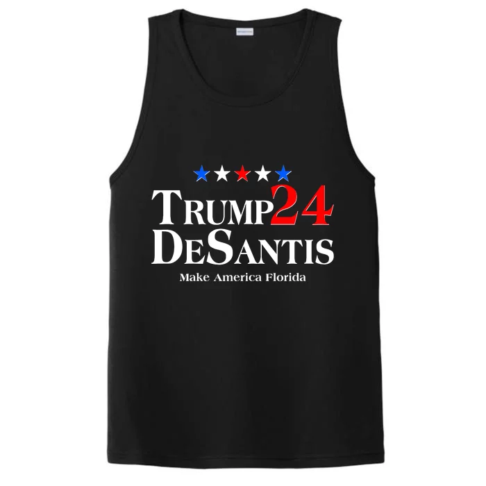 Trump DeSantis 2024 Make America Florida Election Logo Performance Tank