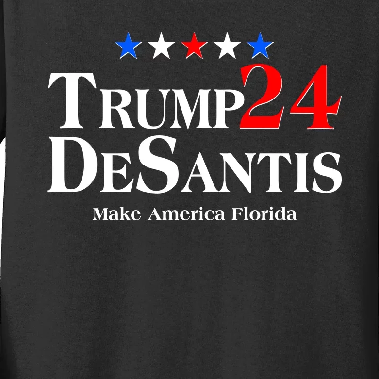 Trump DeSantis 2024 Make America Florida Election Logo Kids Long Sleeve Shirt