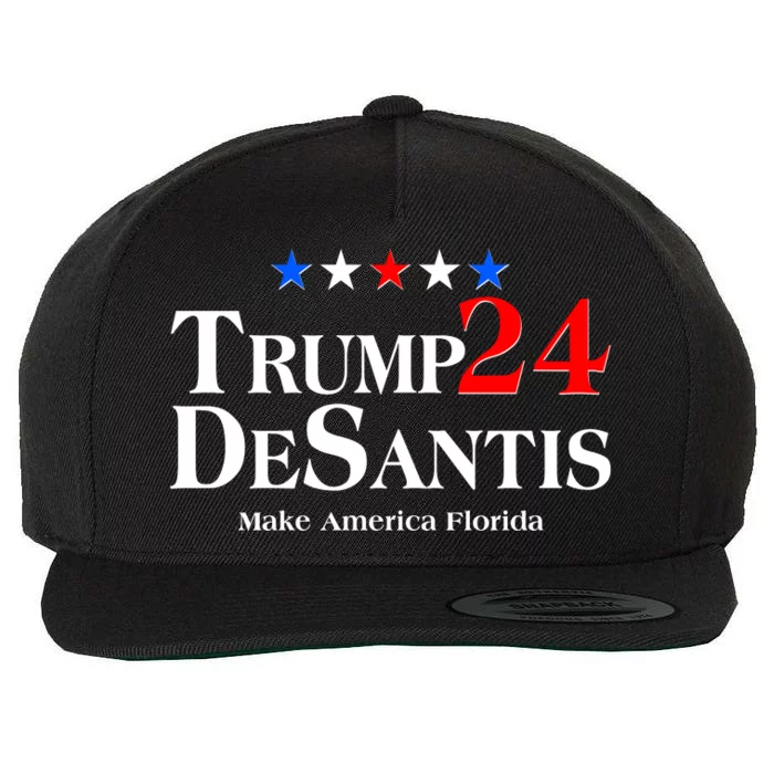 Trump DeSantis 2024 Make America Florida Election Logo Wool Snapback Cap