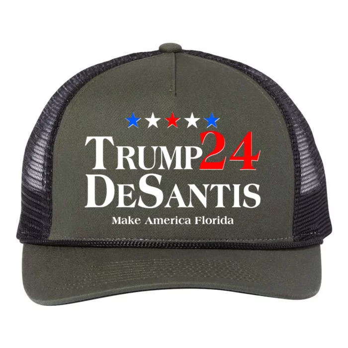 Trump DeSantis 2024 Make America Florida Election Logo Retro Rope Trucker Hat Cap