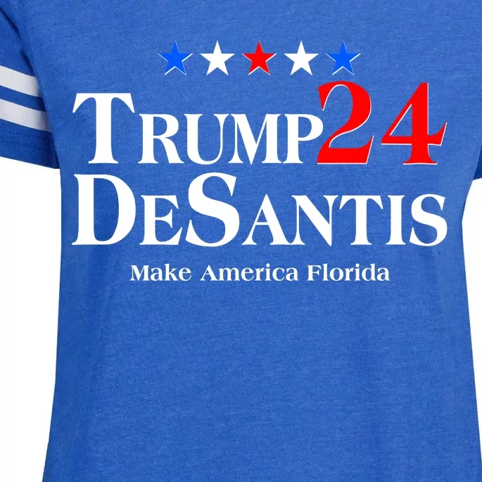 Trump DeSantis 2024 Make America Florida Election Logo Enza Ladies Jersey Football T-Shirt