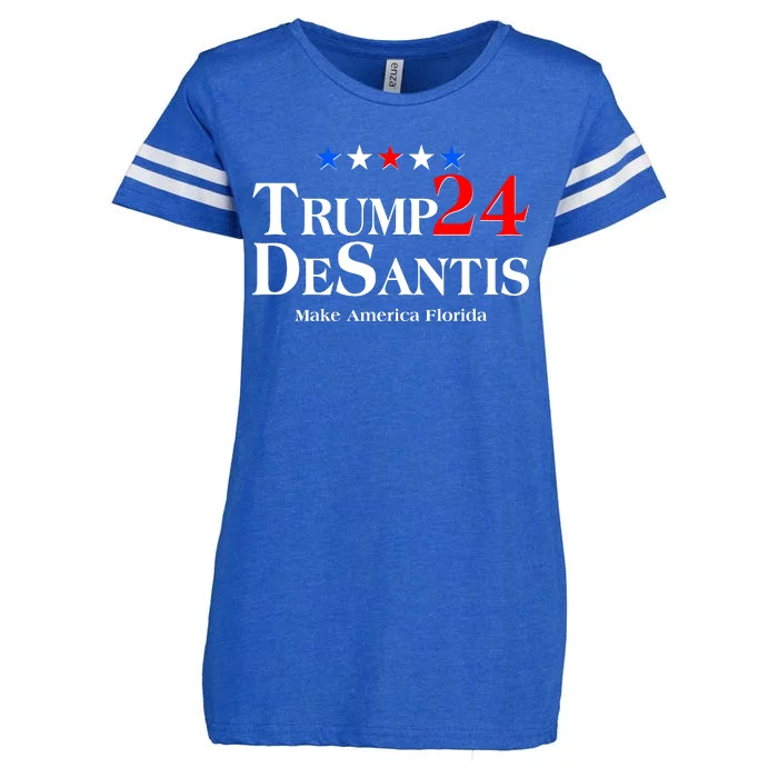 Trump DeSantis 2024 Make America Florida Election Logo Enza Ladies Jersey Football T-Shirt