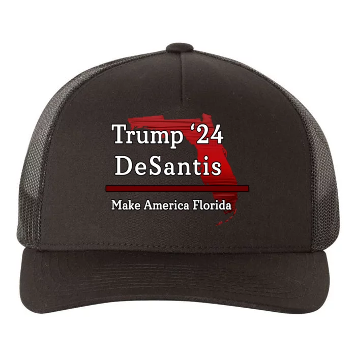 Trump DeSantis 2024 Make America Florida State Yupoong Adult 5-Panel Trucker Hat