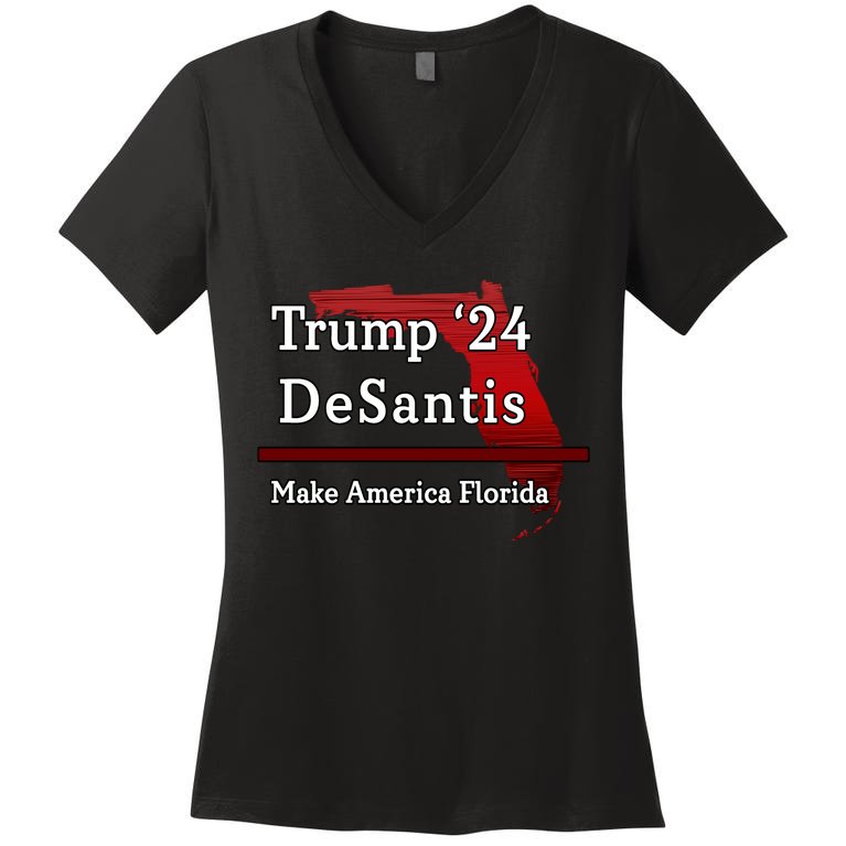 Trump DeSantis 2024 Make America Florida State Women's V-Neck T-Shirt