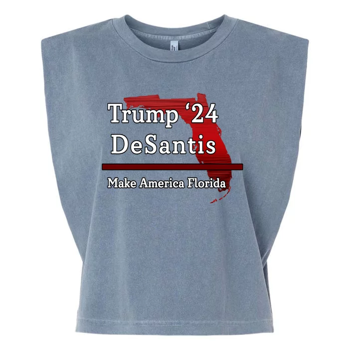 Trump DeSantis 2024 Make America Florida State Garment-Dyed Women's Muscle Tee