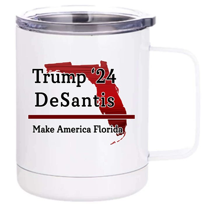 Trump DeSantis 2024 Make America Florida State Front & Back 12oz Stainless Steel Tumbler Cup