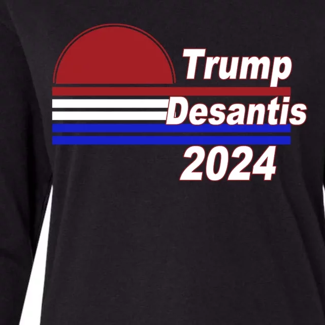 Trump Desantis 2024 Red White And Blue Simple Womens Cotton Relaxed Long Sleeve T-Shirt