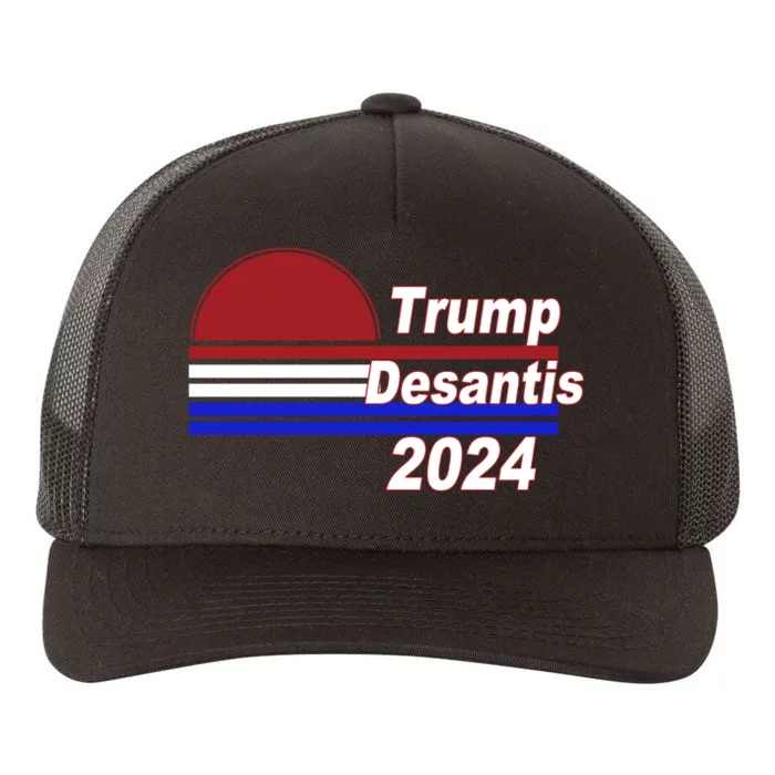 Trump Desantis 2024 Red White And Blue Simple Yupoong Adult 5-Panel Trucker Hat