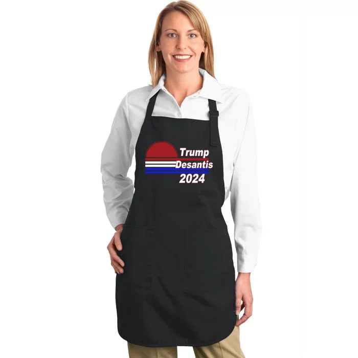 Trump Desantis 2024 Red White And Blue Simple Full-Length Apron With Pocket