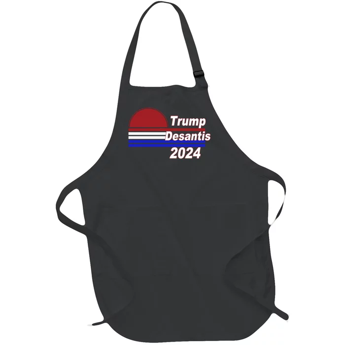 Trump Desantis 2024 Red White And Blue Simple Full-Length Apron With Pocket