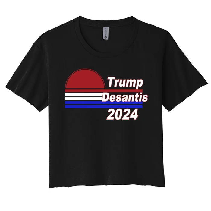 Trump Desantis 2024 Red White And Blue Simple Women's Crop Top Tee