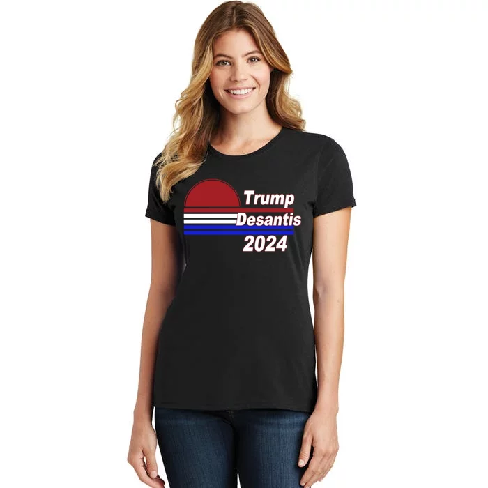 Trump Desantis 2024 Red White And Blue Simple Women's T-Shirt