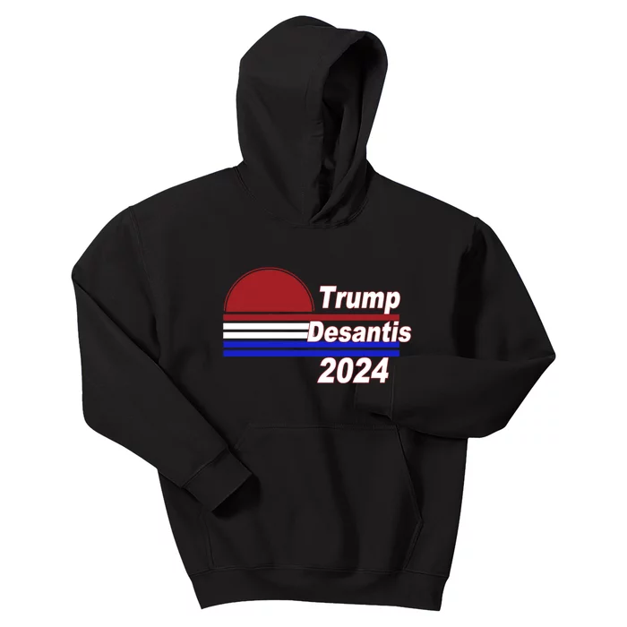 Trump Desantis 2024 Red White And Blue Simple Kids Hoodie