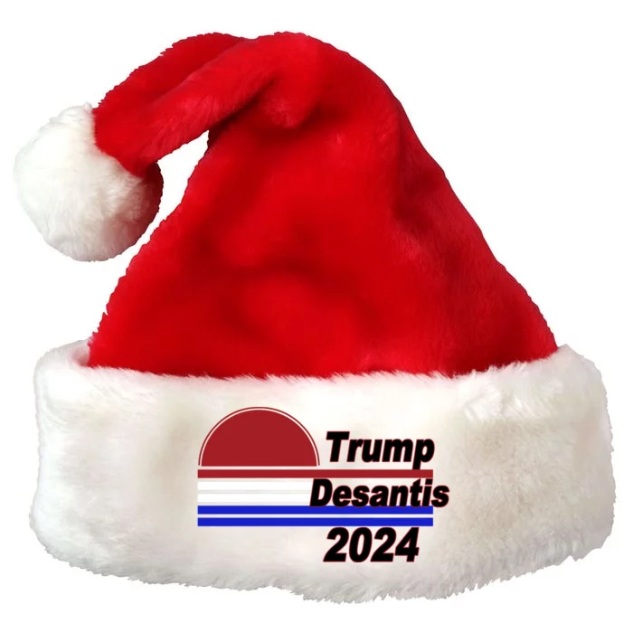 Trump Desantis 2024 Red White And Blue Simple Premium Christmas Santa Hat