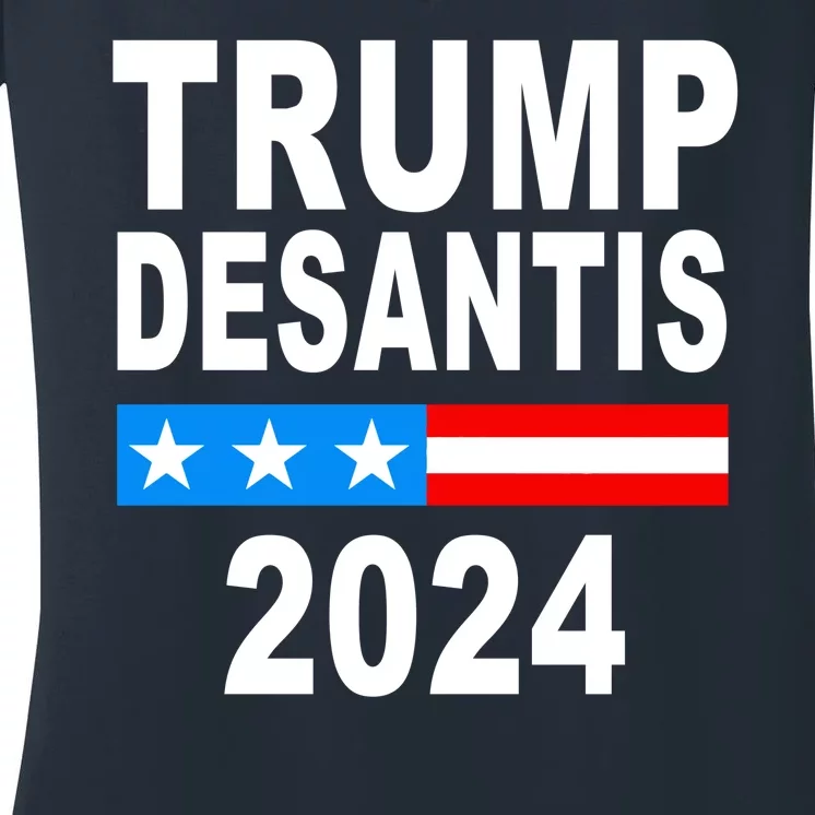 Trump Desantis 2024 US Flag Women's V-Neck T-Shirt