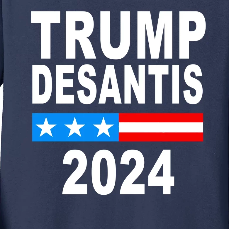 Trump Desantis 2024 US Flag Kids Long Sleeve Shirt