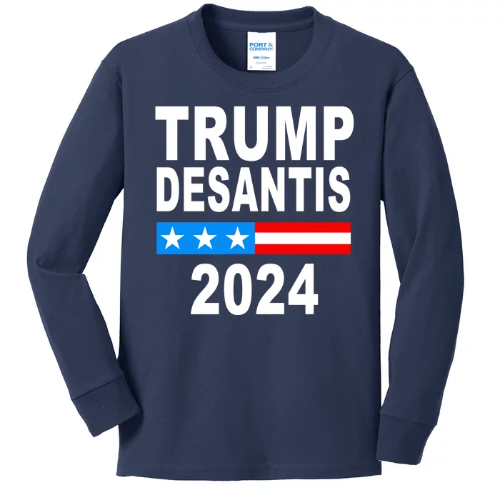 Trump Desantis 2024 US Flag Kids Long Sleeve Shirt