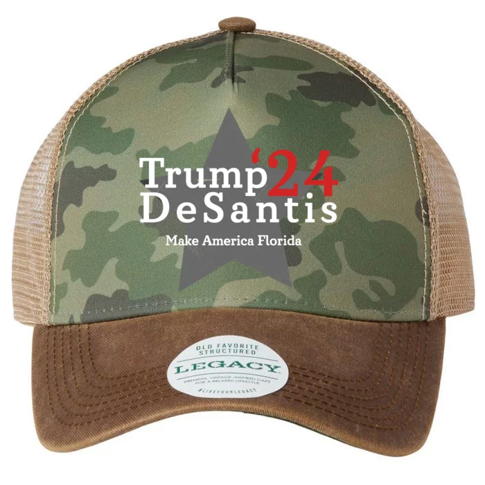 Trump DeSantis 24 Make America Florida Legacy Tie Dye Trucker Hat