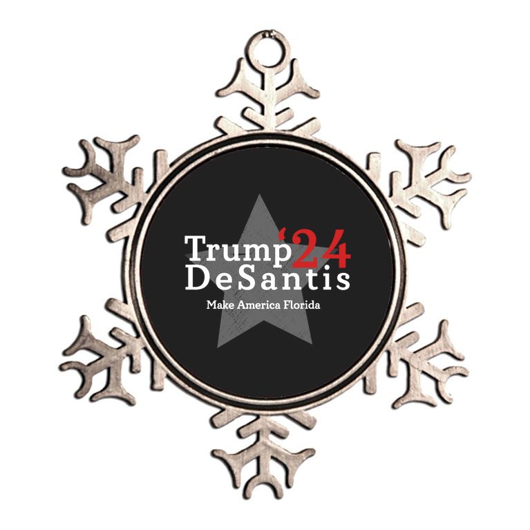 Trump DeSantis 24 Make America Florida Metallic Star Ornament