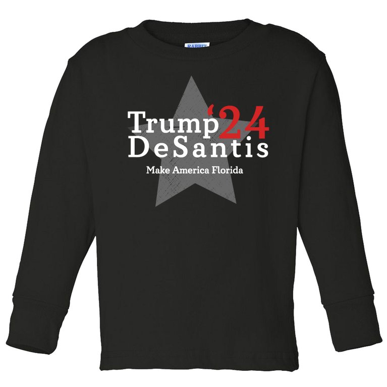Trump DeSantis 24 Make America Florida Toddler Long Sleeve Shirt