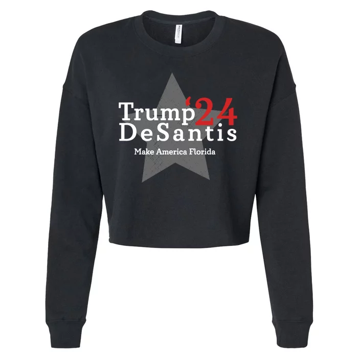 Trump DeSantis 24 Make America Florida Cropped Pullover Crew