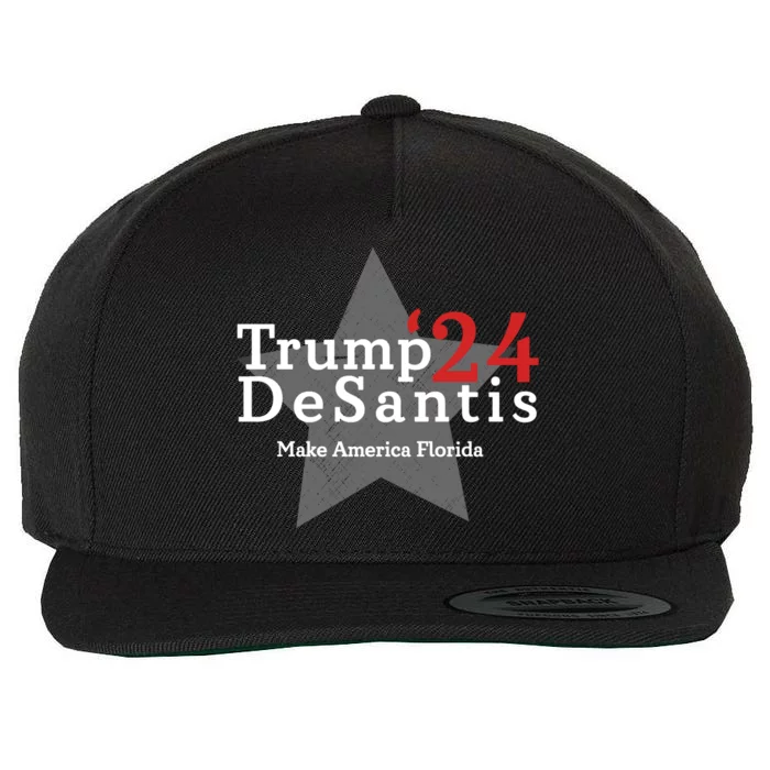 Trump DeSantis 24 Make America Florida Wool Snapback Cap