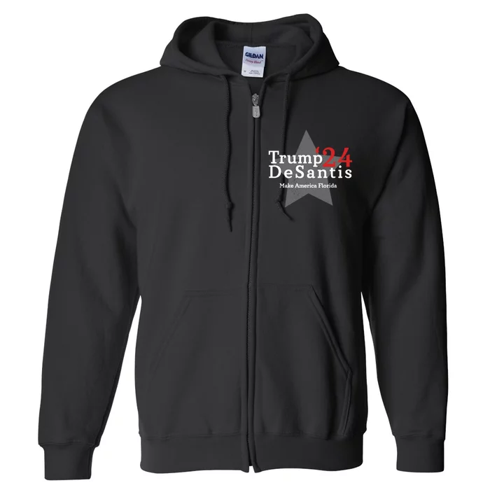 Trump DeSantis 24 Make America Florida Full Zip Hoodie