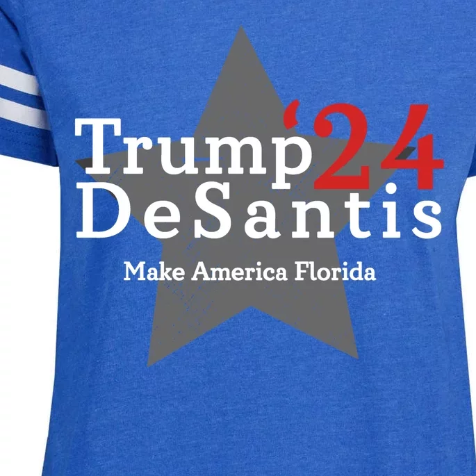 Trump DeSantis 24 Make America Florida Enza Ladies Jersey Football T-Shirt