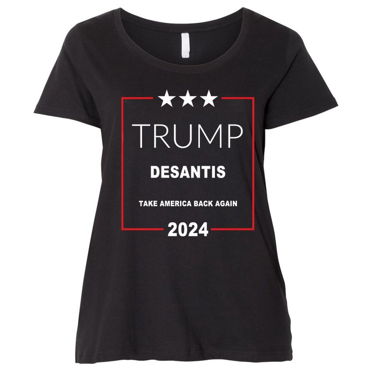 Trump Desantis Take America Back Again 2024 Women's Plus Size T-Shirt